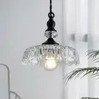 Vintage Glass Pendant Light Fixture Black Modern Adjustable Chandelier Hangin...