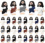 Bememo 25 Pcs Little Jesus Figures Original Design Mini Rubber Jesus Toys to Hide and Seek Religious Party Favors Sunday School Baptism Gifts (Morandi Color)