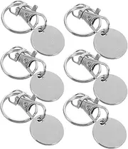 SHINEOFI Modern Stainless Steel Shopping Trolley Tokens Keychain 6pcs Keyring Set for Supermarket Cart Accessory