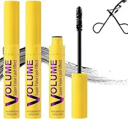 Bubble Mascara, Colossal Bubble Mascara Waterproof, Well-Defined Lashes and Enhances The Natural Look, Buildable Mas-cara Volume and Length Formula for Bold, Smudge-Proof (3pcs)