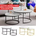 Set of Coffee Table Round Marble Nesting Side End Wooden Round Table Furniture