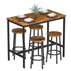 Bar Table Set, Kitchen Pub Table with 4 Stools, 5 Pieces Dining Table Set,