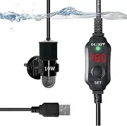 Adjustable Mini Aquarium Heater 10W Submersible Small Fish Tank Heater with Digital Display Thermostat External Temperature Controller for 0.5-2 Gallon Tanksn (US Fahrenheit)
