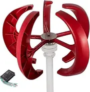 Wind Turbines,Wind Generator Kit,500W~800W 24V Wind Generator Kit 5PCS Blades Vertical Wind Power Generator Red Lantern Style with Charge Controller for Power Supp/12931 (Color : 800w, Size : 24V)