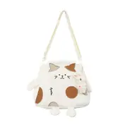Womens Crossbody Tote Bag Cute Cat Shape with Plush Pendant-White