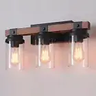3 Light Farmhouse Vanity Light, Rustic Black Bathroom Light Over Mirror with ...