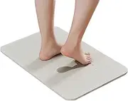 Marbrasse Bath Mat, Absorbent Diatomaceous Earth, Japanese Design, Nonslip Bathroom Floor Mats for Fast Water Drying, Self-Refreshing Hard Shower Mat (White)
