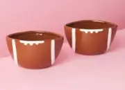 RAE DUNN 2pk Ceramic Offense And Defense Tasting Bowls Football Bowls New