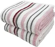 Repeat Sign (:re) Daily Towel [Firm] Striped Bath Towel, Red, 2 Sheets, 100% Cotton, 23.6 x 47.2 inches (60 x 120 cm), for Everyday Use, Towel Blankets and Rugs