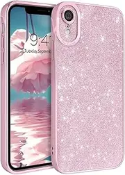 VENINGO iPhone XR Case, Slim Glitter Bling Sparkly Women Girls Girly Soft Shockproof Protective Cute Phone Cases Cover for iPhone XR 6.1 inch,Pink