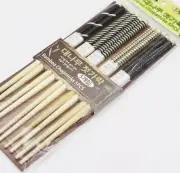 5 Pairs Bamboo Chopsticks Japanese Style Luxurious Black Line Pattern Reusable C