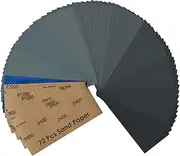 72 Pcs Sandpaper Set Wet and Dry Sanding Paper, Assorted Grit 400 600 800 1000 1200 1500 2000 2500 3000, Fine Sandpaper for Metal Wood Glass Finishing (72)
