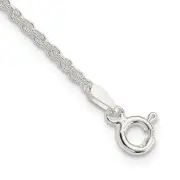 Sterling Silver 1.8mm Solid Rope Chain Anklet Necklace