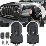 Car Anti-Theft Hood Latches Catch for 2018 2019 2020 2021 2022 2023 2024 2025 Jeep Wrangler JL JLU 4XE Rubicon Sahara Sport Gladiator JT with Lock Keys