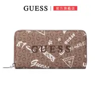 在飛比找momo購物網優惠-【GUESS】個性塗鴉LOGO長夾(咖啡)