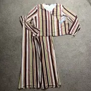Women’s Size 3X Feathers Striped 2 Piece Outfit NWT Long Sleeve Top & Pants