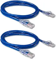 2pcs 0.5M Cat.6 UTP Patch Cable, 24AWG Bare Copper Internet LAN Cable, Gigabit Network Cable for Gaming PC, WiFi Extender,Router, X Box,Computer, Blue