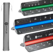 12" Aluminum Architect Scale Ruler - Laser Etched, Color Coded, Black