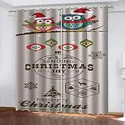 Blackout Curtains Eyelet for Living Room Cartoon Owl 2 x W140cm x D245cm Blackout Curtains 3D Insulated Curtain Polyester for Bedroom Children's Room Office