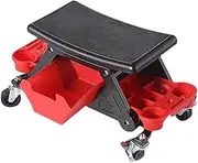 Workshop Stool Mechanic's Seat Heavy Duty Mechanics Stool with Wheel Car Wash Roller Creeper Seat with Tool Storage Trays PE Cushion