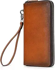 [Generic] Mens Clutch Bag Leather Large Capacity Long Wallet Men's Business Clutch With Hand Strap Men Wrist Bag