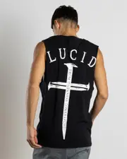 [Lucid] Lucid Men's Essence Muscle Tank Top in Black Size Large L Black