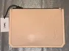 YSL YVES SAINT LAURENT BEAUTE Vegan Leather Pouch Cosmetic Bag Golden Pink Beige