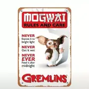 MOGWAI RULES GIZMO #1 Metal Sign, PLAQUE 30x20cm, GREMLINS HORROR MOVIE WALL ART