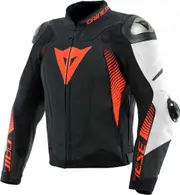 Dainese Super Speed 4, leather jacket perforated , color: Matt-Black/White/Neon-Red , size: 62