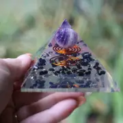 Amethyst Sphere Black Tourmaline75mm Orgone Pyramid for EMF & 5G Protection