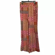 Drew Pants Wide Leg Sz M Patchwork Tapestry Floral Hipster Boho Hippie Pullon