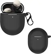 [carinacoco] Silicone Case for Google Pixel Buds Pro 2 with Carabiner, Soft and Flexible, Ultra-Thin Shockproof Cover Slim-Fit Anti-Fall Earphone Case for Google Pixel Buds Pro 2, Black
