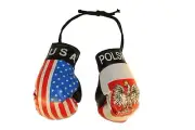 USA & POLSKA POLAND With EAGLE Country Flags Mini BOXING GLOVES .. New