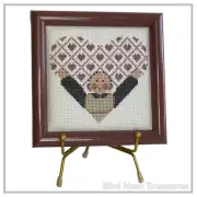 Finished & Framed Padded Counted Cross Stitch HEART RAG DOLL 6"x6" Pink w/ Easel