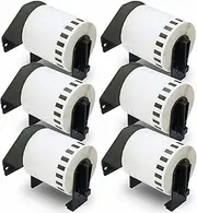 BETCKEY - 6 Rolls DK-22212 Continuous Labels (Film) Compatible with Brother, 62 mm x 15.24 m, 6 Labels for Brother QL Label Printers