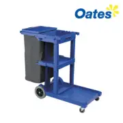 Oates Janitor Cart Mark II Commercial Cleaning Trolley with Lid #JC-175BL