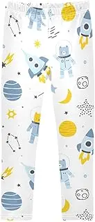 [GAIGEO] Girls Leggings Funny Colorful Robots Cogwheel, Elastic Fit Leggings Kids, Skin Friendly Waist