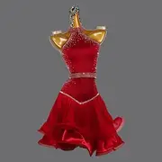 Latin Dance Dress Rhinestone Tassel Women's Performance Salsa Costumes Sleeveless Party Samba Chacha Stage Dancewear