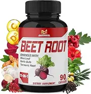 Beet Root Capsules - Herbal Equivalent - 11in1 Powerful Blend of Olive Leaf, Garlic, Turmeric - 3 Months Supply