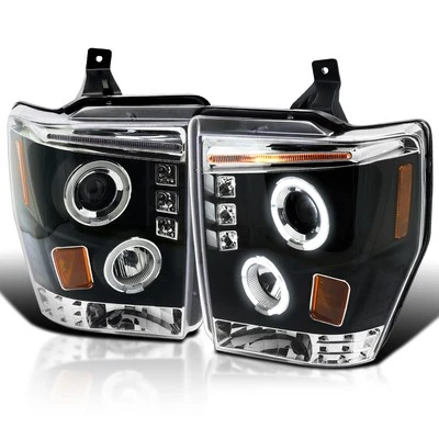 Black Fits 2008-2010 Ford F250 F350 F450 Led Halo Projector Headlights Lamps (for: Ford)