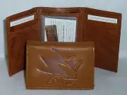 SAN JOSE SHARKS Leather TriFold Wallet NEW brown 3
