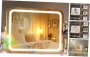 LED Makeup Mirror with Bluetooth Speaker, 14" x 10" Vanity Mirror 14"L x 10"W