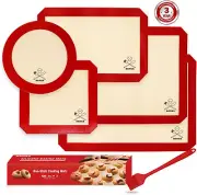 5Pcs Silicone Baking Mats, 2 Half Sheets Mats + 1 Quarter Sheet Liner + 1 round