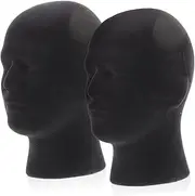 LOLIPPYY 2Pcs Foam Mannequin Head for Hats Wigs Male Display Stand Durable Wig Holder for Styling Professional Presentation for Wigs Hats Glasses and Accessories