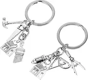 [ANDRESLAD] 2pcs Creative Keychain Pendant for Keys Handbags Backpacks Unique Architecture Design Key Chain Ornament Silver present Accessory for Parties and Home