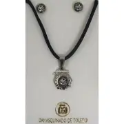 Damascene Silver Holy Spirit Dove Design Round Earring Necklace Set Midas Spain