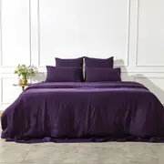 Deep Purple Linen Flat Sheet - 100% French Flax Linen, King / Deep Purple