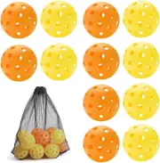 BEANPRECOY 12Pcs Outdoor Pickleball Balls with Mesh Bag 40 Holes Outdoor High...