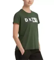 DKNY Women's Sport Colorblocked Logo T-Shirt Green Size X-Small