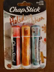 ChapStick 3 Pack Holiday Cinnamon Caramel Creme Holiday Cocoa